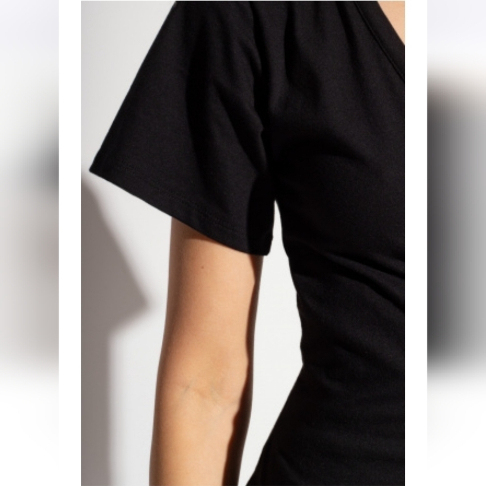 NWT IRO Black Wrap-Over Lemica Midi Dress Short Sleeve Size Medium - Picture 3 of 14
